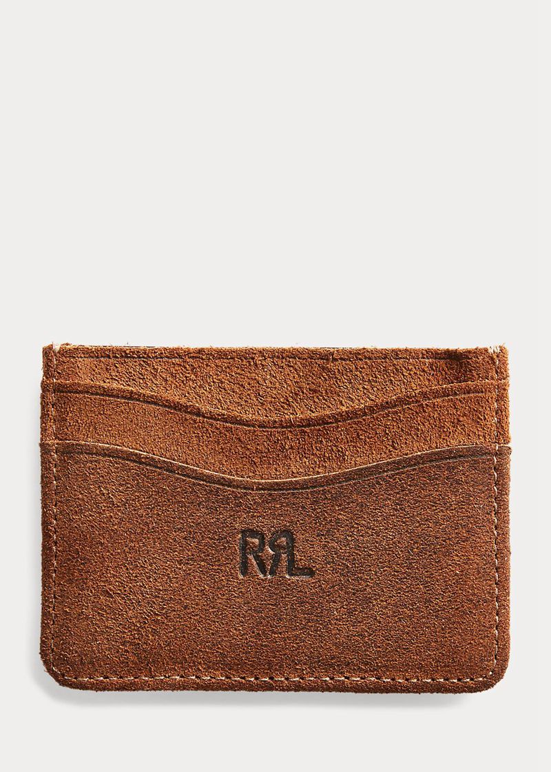 Cartera RRL Hombre Roughout Suede Card Holder Chile Marrones MLXRB-6854